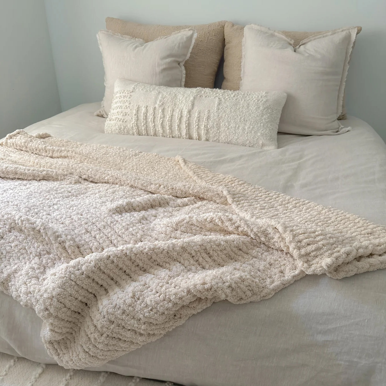 Oversized Plush Chenille Sweater Throw