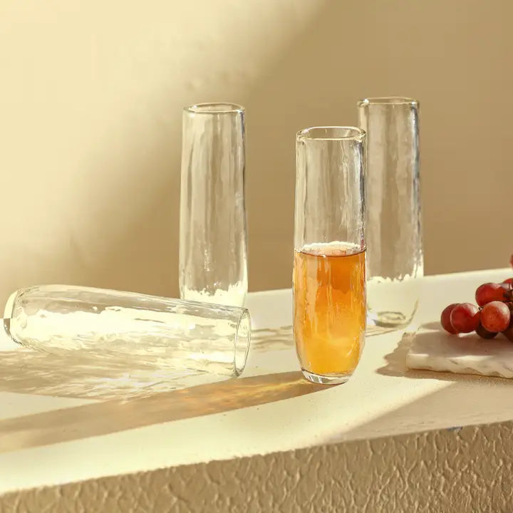 Pebbled Stemless Flutes - Set of 4