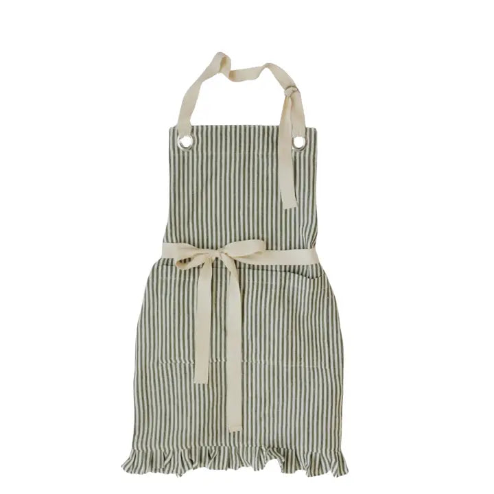 Ruffle Pin Stripe Apron