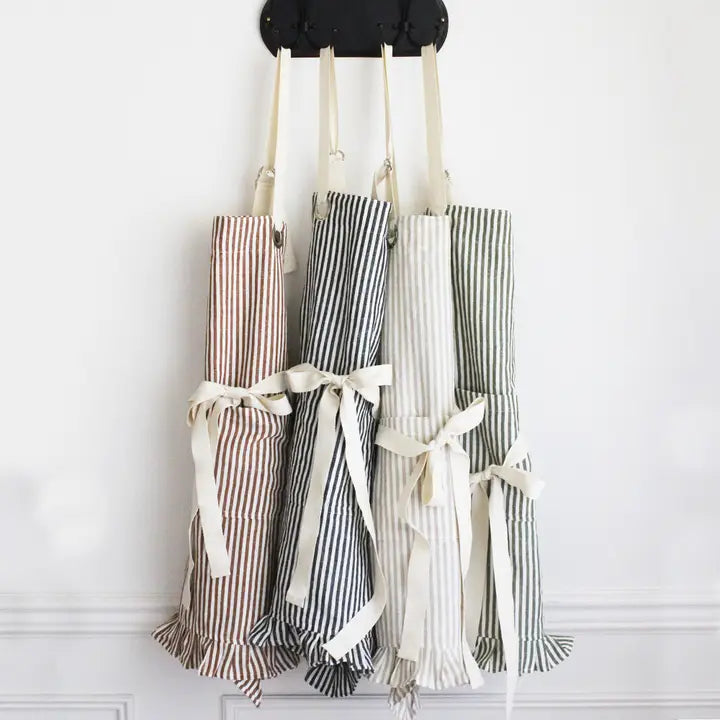 Ruffle Pin Stripe Apron