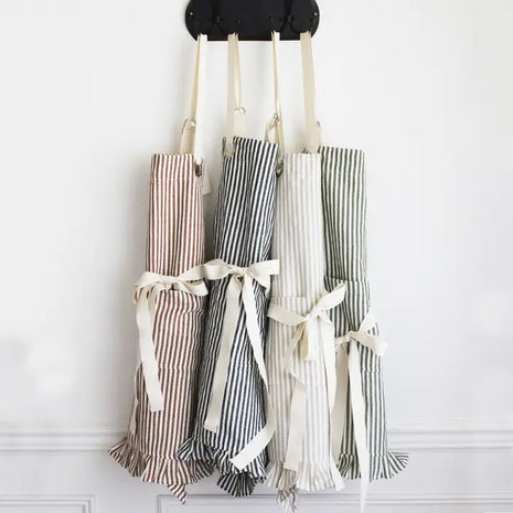 Ruffle Pin Stripe Apron